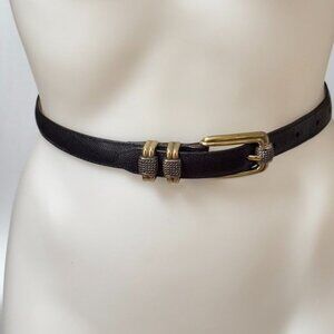 BRIGHTON CLASSICS Genuine Leather Black Snake Embossed Size L VINTAGE